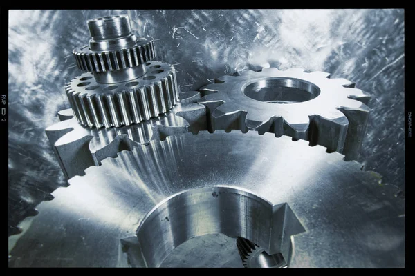 Titanium Gears Cogs Machinery Used Aerospace Industry Photo Transparancy Black — Stock Photo, Image