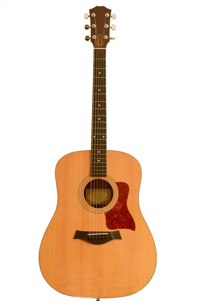 Żółta Gitara Białym Tle — Zdjęcie stockowe