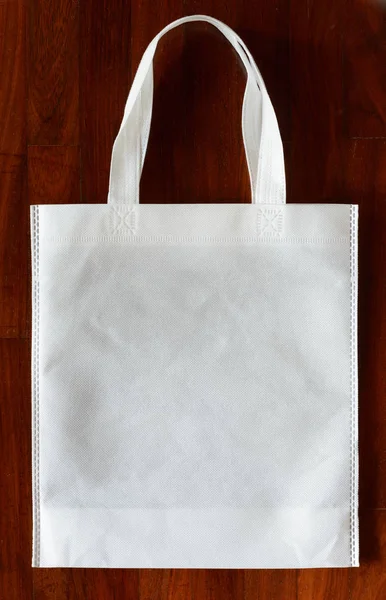 Mockup Paper Shopping Bag Wood Background — Stock Photo, Image