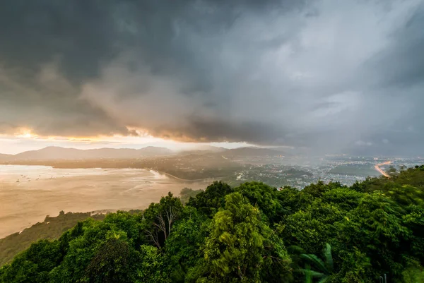 Landscape Kao Khad Viewpoint Phuket City Sunset Time Rainstorm Phuket — Stock Photo, Image