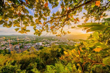 Khao Rang Phuket bakış açısı Şehir ili günbatımı, Phuket, Tayland, manzara