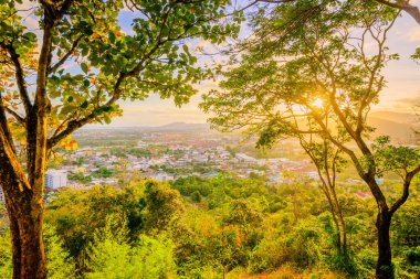Khao Rang Phuket bakış açısı Şehir ili günbatımı, Phuket, Tayland, manzara
