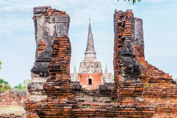 Old Temple Architecture Wat Phrasrisanphet Prowincji Ayutthaya Tajlandia Lista Światowego — Zdjęcie stockowe