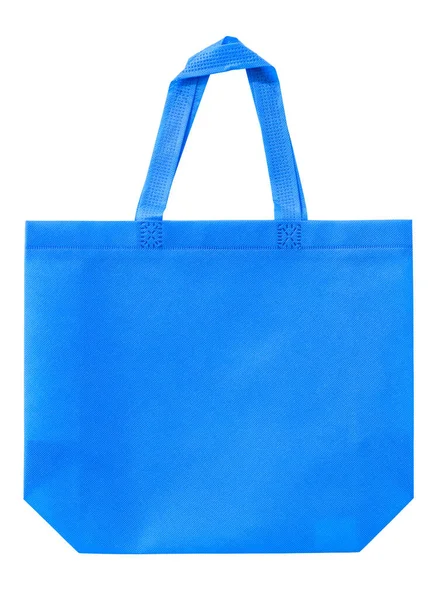 Color Azul Bolsa Compras Tela Aislada Sobre Fondo Blanco —  Fotos de Stock