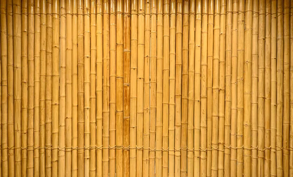 Close Background Texture Decorative Yellow Bamboo Wood Finishing Wall Surface — Stock Photo, Image