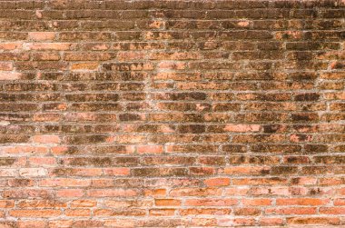 Yatay görünümlü eski kırmızı tuğla duvarın arkaplan ve dokusu