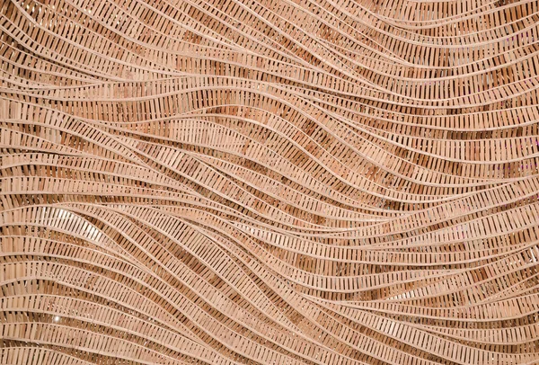 波茶色の手芸の現代的なスタイルのパターンの性質の背景装飾的な壁のためのテクスチャ竹の表面を織る — ストック写真