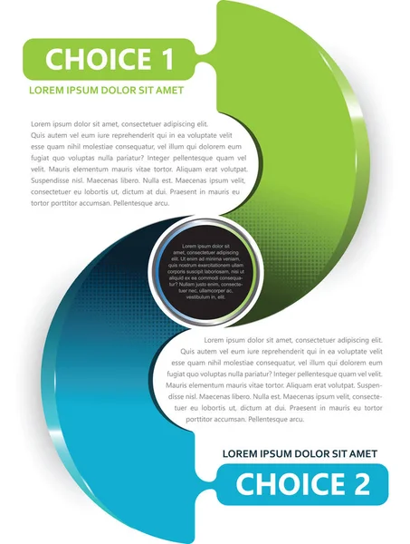 Vector semi circular diagram with two options — Stock Vector