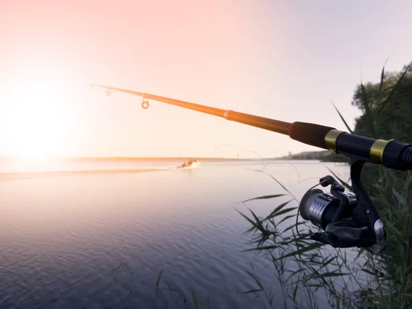 Pesca Rio Pôr Sol — Fotografia de Stock