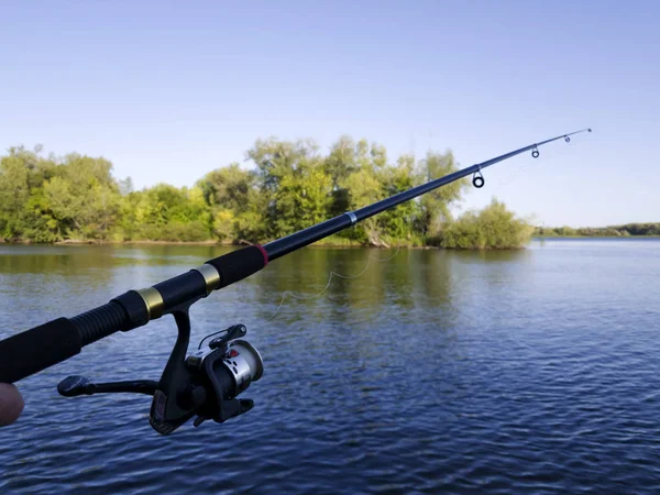 Pesca Sul Fiume Tramonto — Foto Stock