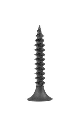 Beyaz arka plan üzerinde izole, metal kendi kendine dokunarak veya vida yakın çekim.