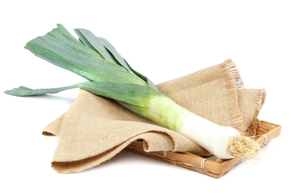 Cebolla Fresca Puerro Aislada Sobre Fondo Blanco — Foto de Stock