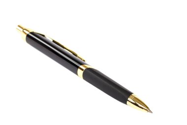 İzole edilmiş beyaz arkaplanda otomatik tükenmez kalem.