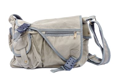 İzole üzerinde beyaz arka plan rahat kumaş spor çanta.