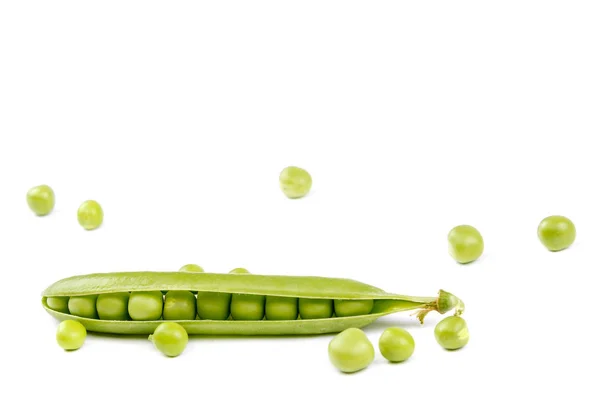 Frukterna Gröna Ärtor Isolerad Vit Bakgrund — Stockfoto