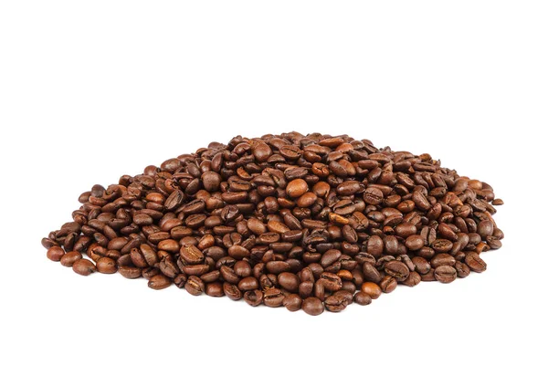 Korrels Van Gebrande Koffie Geïsoleerd Witte Achtergrond — Stockfoto