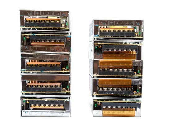 Moduler Adaptrar Nätaggregat För Band Led Lampor Som Isolerad Vit — Stockfoto