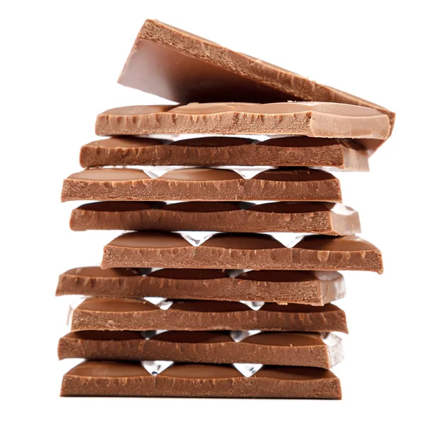 Telhas Chocolate Nozes Isoladas Fundo Branco — Fotografia de Stock