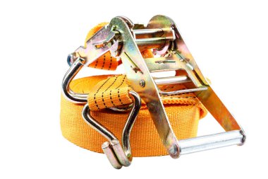 Kargo bağlantılarını sağlama mekanizması beyaz arka planda izole edilmiştir..