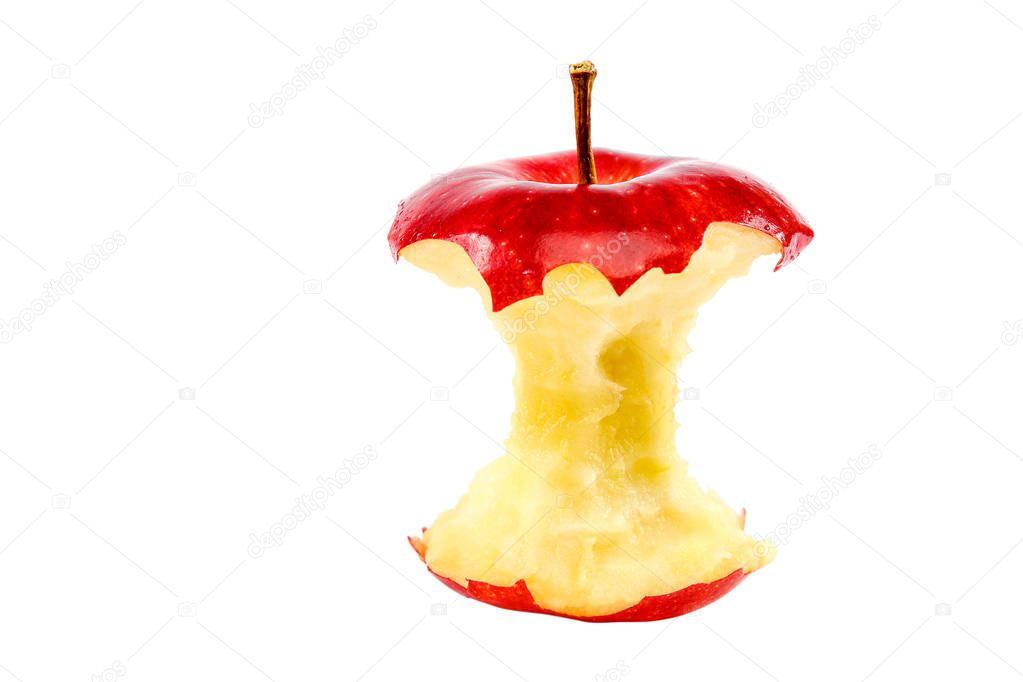 Bitten apple isolated on white background.