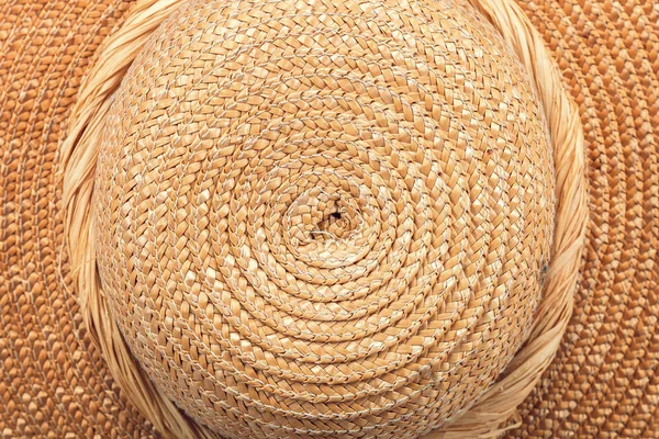 Sombrero Mimbre Paja Como Fondo — Foto de Stock