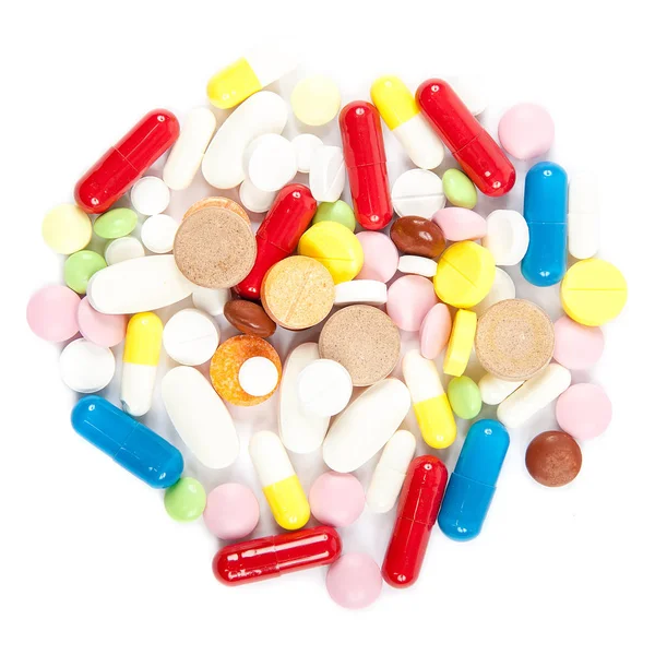 Tabletter Kapslar Isolerade Vit Bakgrund Läkemedel — Stockfoto