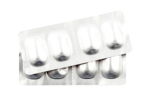 Piller Blisterförpackningar Isolerade Vit Bakgrund — Stockfoto