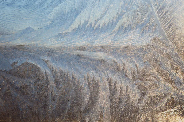 Isen Frostig Mönster Vintern Fönsterglas — Stockfoto