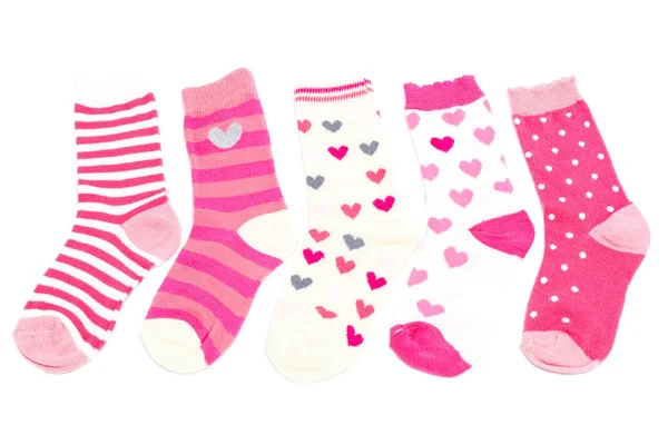 Chaussettes Bébé Rose Isolées Sur Fond Blanc — Photo