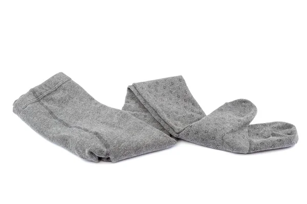 Beyaz Arka Plan Üzerinde Izole Kadın Gri Külotlu Çorap — Stok fotoğraf