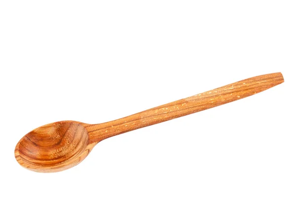 Trä Spoon Isolerad Vit Bakgrund — Stockfoto