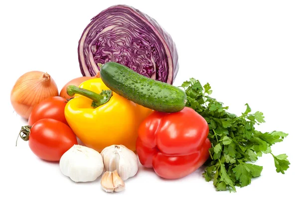Set Fresh Vegetables Isolated White Background — Stock Photo, Image