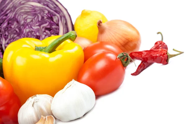 Set Fresh Vegetables Isolated White Background — Stock Photo, Image