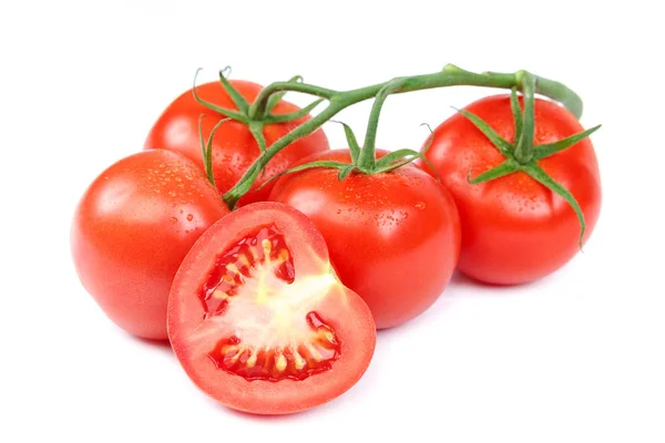 Pomodori Rossi Freschi Isolati Fondo Bianco — Foto Stock