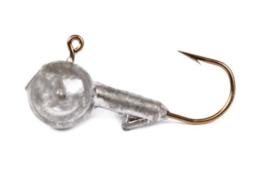 Beyaz arka plan üzerinde izole sinker ile balıkçılık kanca.