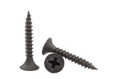 Beyaz arka plan üzerinde izole, metal kendi kendine dokunarak veya vida yakın çekim.