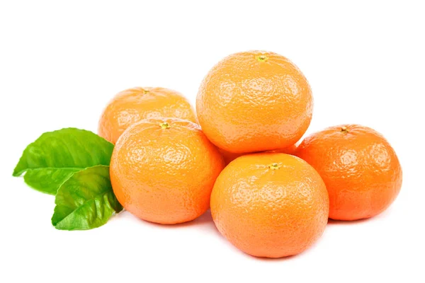 Mandarinas frescas aisladas sobre un fondo blanco . — Foto de Stock