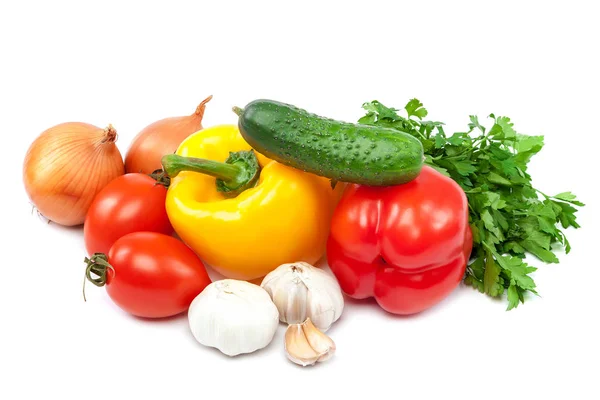Ορισμός φρέσκα λαχανικά που απομονώνονται σε λευκό φόντο — Φωτογραφία Αρχείου