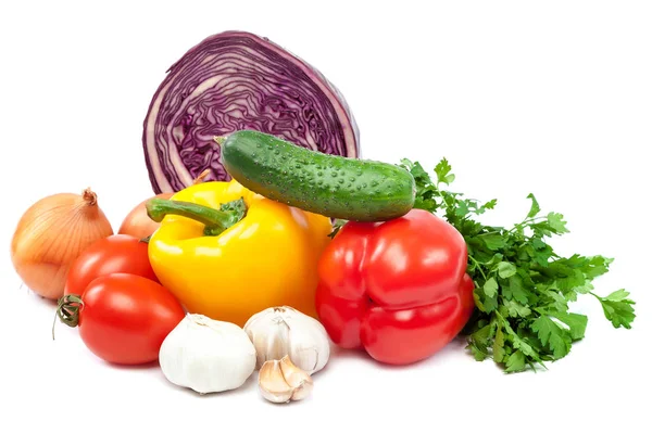 Mettre les légumes frais isolés sur fond blanc — Photo