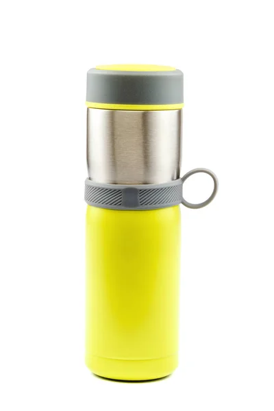 Elegante thermos vetro isolato su sfondo bianco — Foto Stock