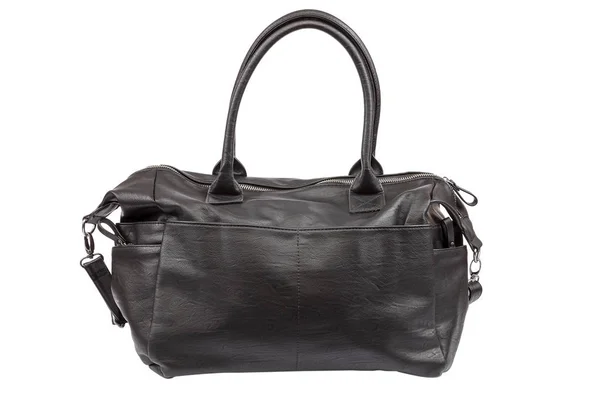 Elegant fashionable leather bag on white background — Stock Photo, Image