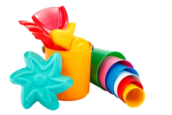 Leksaker för barn för lek i sanden isolerad på vit bakgr — Stockfoto