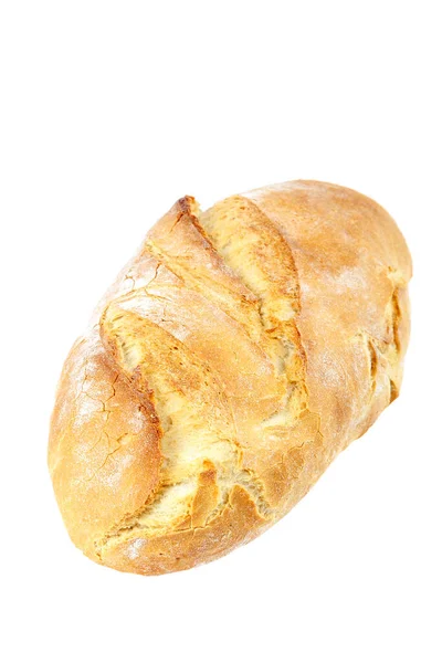 Bochenek chleba pszenicy na białym tle. — Zdjęcie stockowe