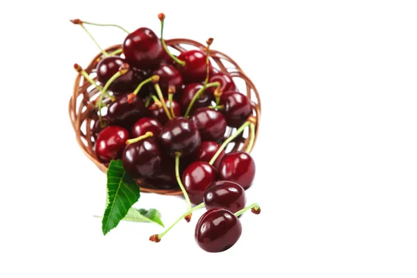 Cherry manis matang terisolasi pada latar belakang putih — Stok Foto