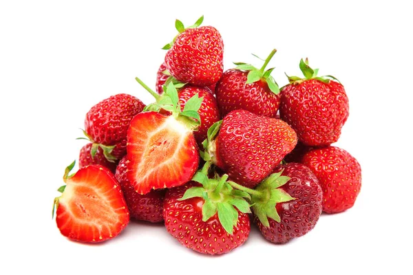 白色背景下的新鲜草莓 — 图库照片