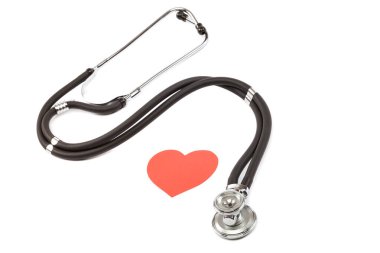 Tıbbi cihaz phonendoscope beyaz arkaplanda izole edildi