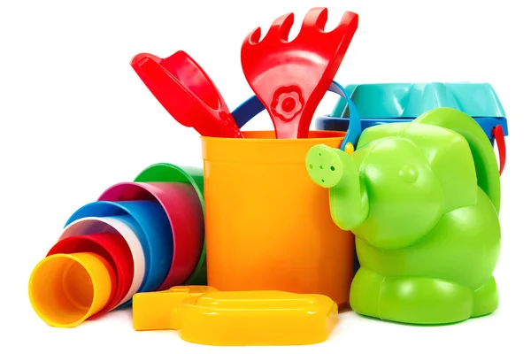 Leksaker För Barn Att Leka Sanden Isolerad Vit Bakgrund — Stockfoto