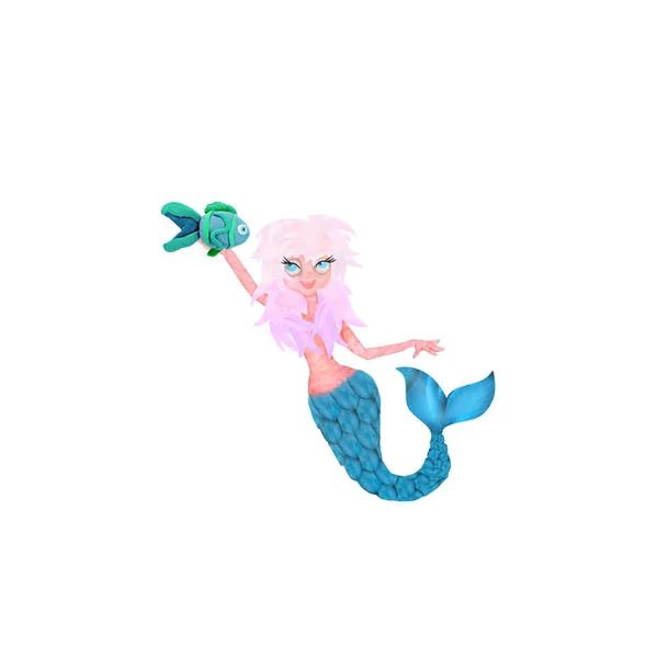 3d rendered mermaid cartoon character isolated on white