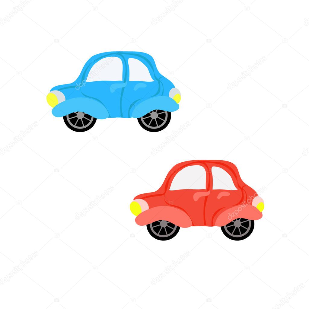 Isolated flat colorful cars toys set