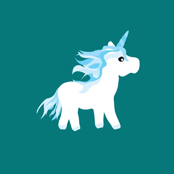 Cute Cartoon Unicorn Character Flat Icon Mascot Illustration — Stock Vector